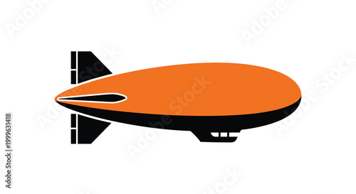 Airship silhouette against a white background orange and black
