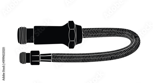 Hose with fittings silhouette on a white background