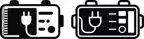 Icons of two electrical devices with plugs electrical technology connection equipment appliance illustration electronic technical electricity