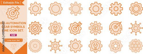 Gear & Settings Icon Set – Outline, Filled, Gradient Style Vector Pack, Modern Gear and Settings Icons Set – Minimal Cogwheel Symbols in Various Styles for Technology Interface, Engineering Concepts .