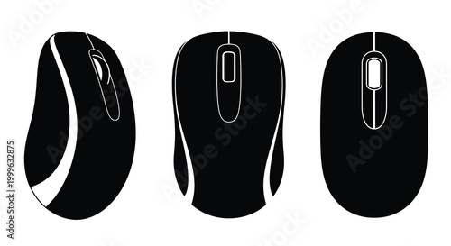Computer mouse silhouettes black and white vector design
