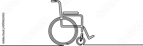 continuous line vector illustration of wheelchair. one line Icon drawing