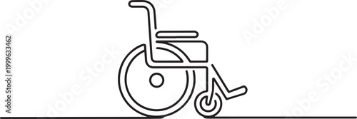 continuous line vector illustration of wheelchair. one line Icon drawing