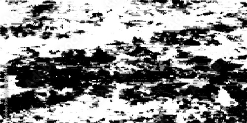 Bitmap pixelated grunge gradient texture. Black and white dither pattern wallpaper. Abstract glitchy pattern. 8 bit video game background. Wide raster backdrop. Retro pixel art Illustration. Vector