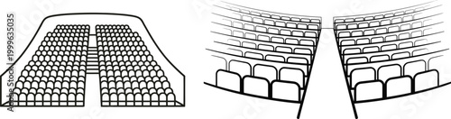 Audience seating arrangement in auditorium vector illustration with audience arrangement auditorium interior conference illustration perspective