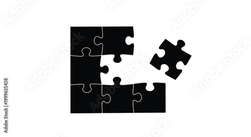 Puzzle pieces silhouette on a white background