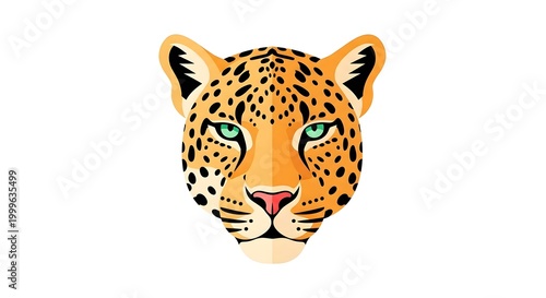 Colorful leopard head illustration with vibrant details on white background