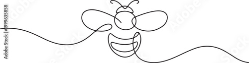 Minimalist bumblebee nature sketch continuous. one line Icon drawing