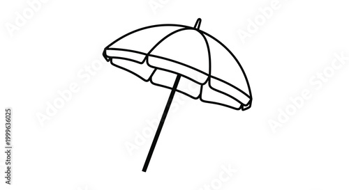 Beach umbrella line drawing on white background