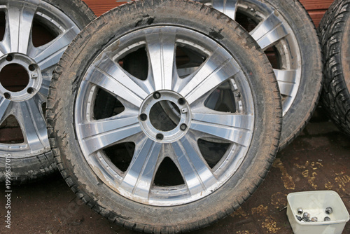 Tableau sur toile Set of alloy car wheels