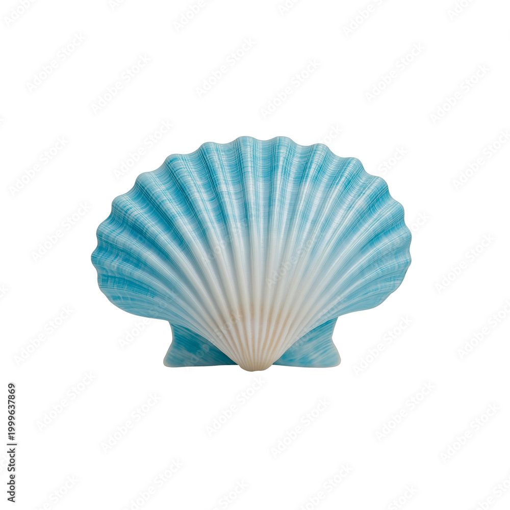 Fototapeta premium Blue and White Scallop Shell isolated on a transparent background