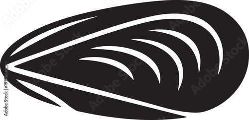 Mussel emblem. balck icon silhouette