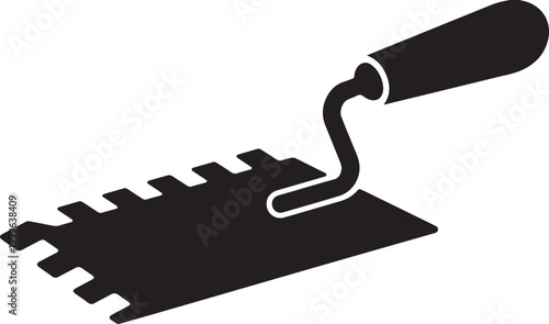 Tile Trowel with Square Notches. balck icon silhouette