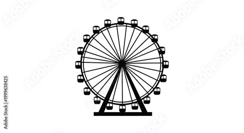 Ferris wheel silhouette against a white background simple black and white illustration silhouette high quality professional detailed modern elegant stylish clean