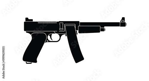 submachine gun silhouette a black weapon profile against a white background silhouette high quality professional detailed modern elegant stylish clean crisp