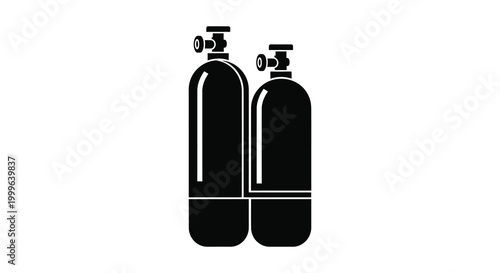 Two scuba diving tanks in black silhouette against a white background silhouette high quality professional detailed modern elegant stylish clean crisp