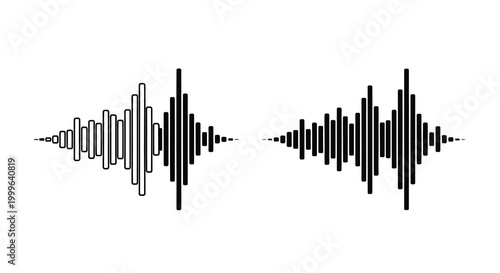 Sound wave silhouettes on white background silhouette