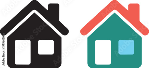 Home house icons set for real estate property web and app interface elements minimalist flat design