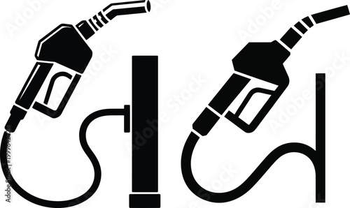 Two fuel pump nozzles with hoses vector illustration gasoline pump gas station automobile transport illustration dispenser refueling business