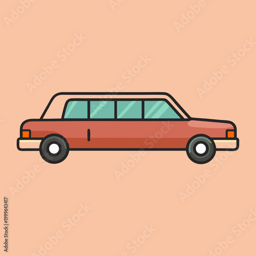 vintage orange station wagon vector illustration on warm gradient background