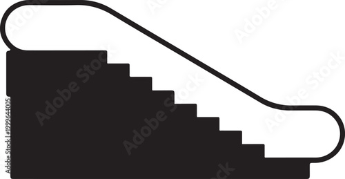 Escalator emblem. balck icon silhouette