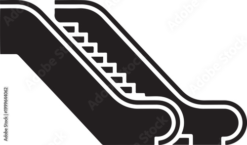 Escalator emblem. balck icon silhouette