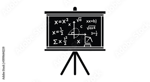 blackboard with mathematical equations and formulas isolated on white background silhouette high quality professional detailed modern elegant stylish clean crisp vibrant