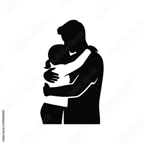 Loving Father Hugging Child Parenting Concept