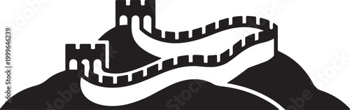 Great Wall of China, balck icon silhouette vector
