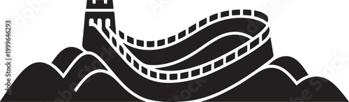 Great Wall of China, balck icon silhouette vector