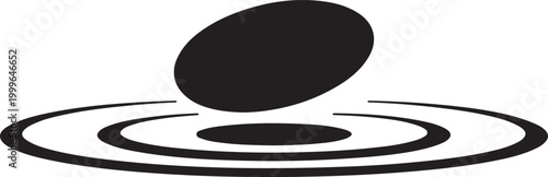 Skipping Stone on Water, balck icon silhouette vector