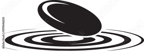 Skipping Stone on Water, balck icon silhouette vector