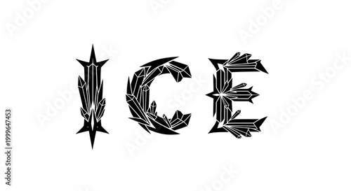 Stylized Ice Text Design with Sharp Edges and Frozen Appearance.