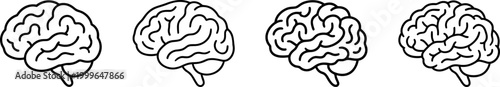 brain human mind intelligence anatomy icon outline symbol isolated on transparent background
