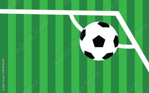 Soccer Football Ball Corner Kick Green Field Flat Design Vector