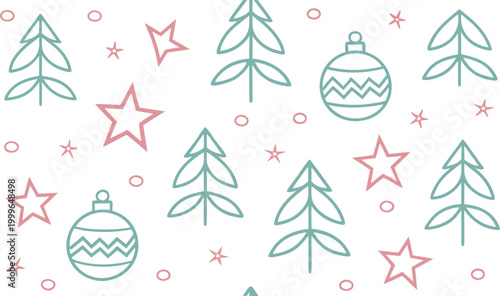 Pastel christmas seamless pattern with snowflakes and gingerbread men