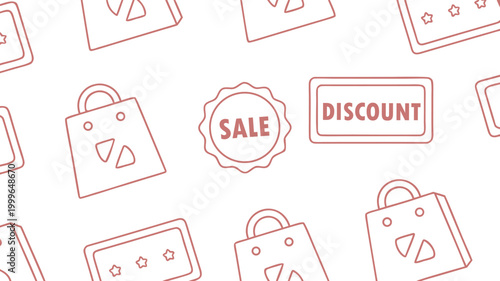 Pink and white sale banners with discount tags and speech bubbles