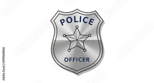 Silver Police Officer Badge with Star and Inscription.