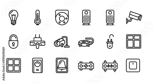 Smart Home Automation Icons - A Collection of Essential Devices.