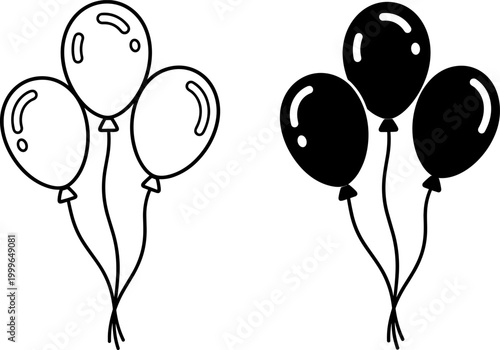 balloons decoration party celebration helium festive icon silhouette isolated on transparent background