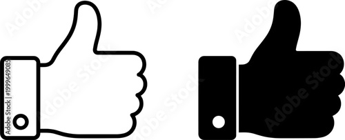 hand thumb like approval gesture positive icon silhouette isolated on transparent background