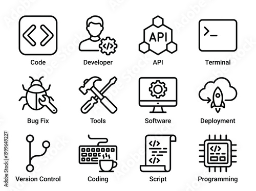 Set of coding and software development icons