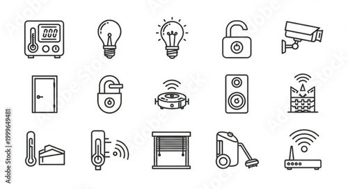 Smart Home Automation Icons - Security, Comfort, and Efficiency.