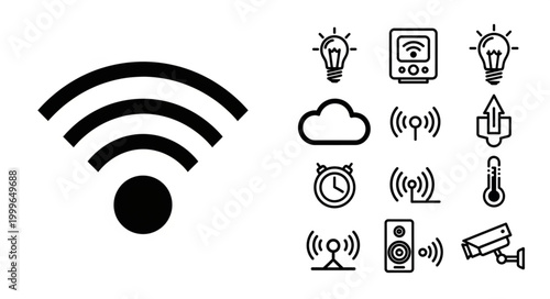 Smart Home Automation Icons - Wireless Connectivity and Device Control.
