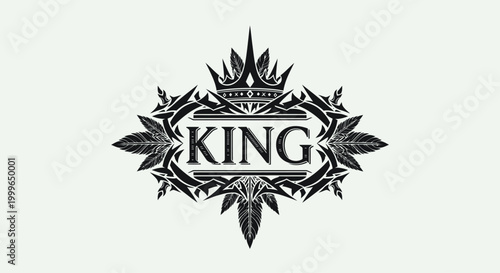 Elegant King Crown Logo Design with Ornate Laurel Wreath.