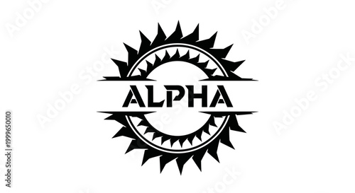 Bold Alpha text within a striking jagged circular emblem design.