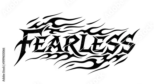 Fotografie Fearless text with flame design.