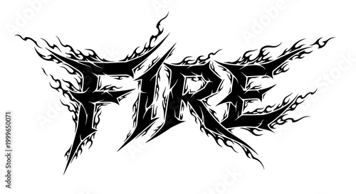 Stylized Fire Text Logo Design with Fiery Elements.