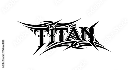 Bold Tribal Style Titan Text Logo Design.