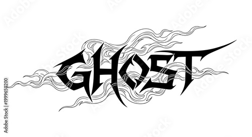 Ghost text with smoky ethereal wisps design.